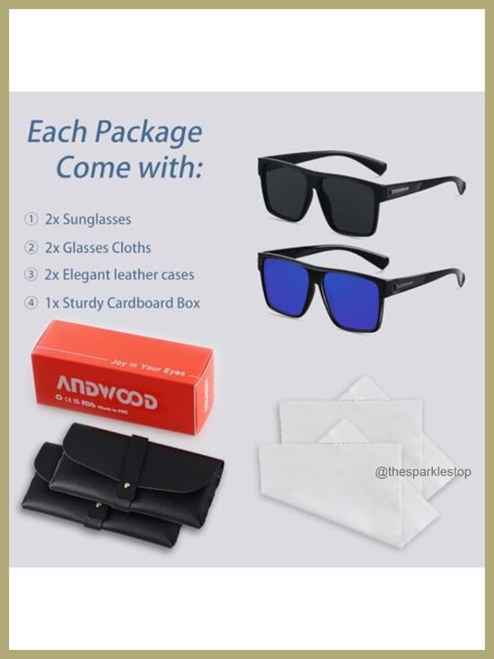 Square Polarized Sunglasses UV Protection Oversized Flat Top Big Shades Fashion main image 5